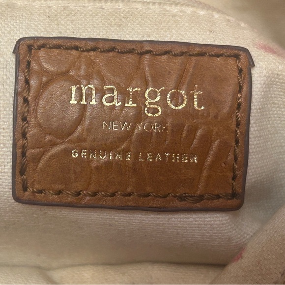 MARGOT New York Cognac Croc Embossed Leather Foldover Crossbody Bag Boho - Picture 8 of 13